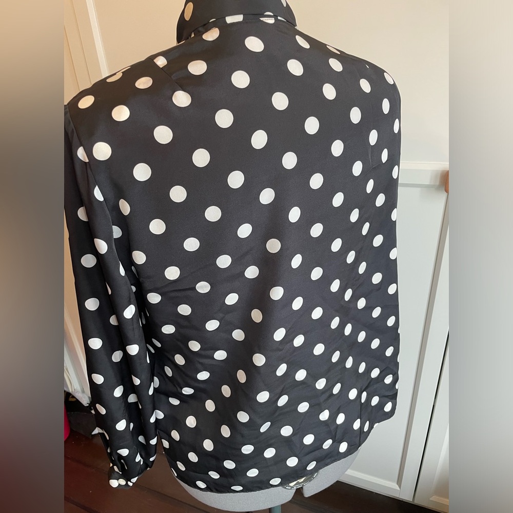 Vintage 80s polka dot blouse with tie at neck - Picture 3 of 3